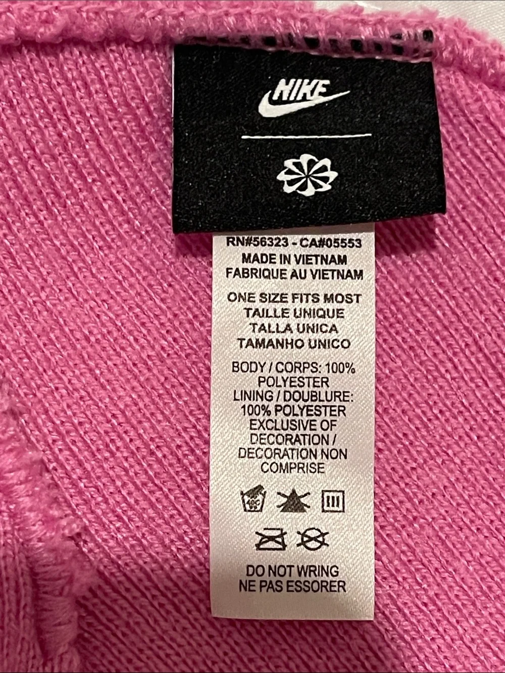Nike Pink Ribbed Cuffed Beanie with Embroidered Swoosh